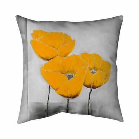 BEGIN HOME DECOR 26 x 26 in. Three Yellow Flowers-Double Sided Print Indoor Pillow 5541-2626-FL227